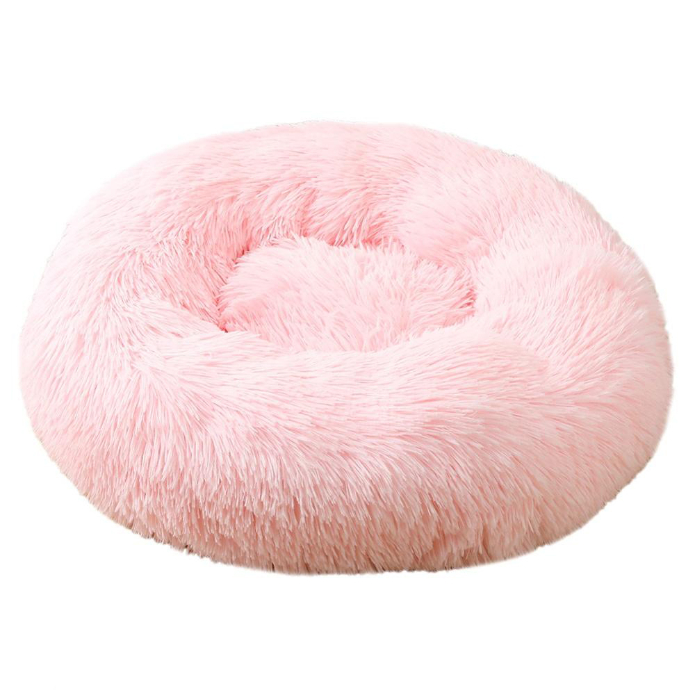 Fluffig Hundbädd Motverkar Stress och Oro - Mysig Hundsäng - Rosa, 80cm